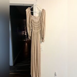 Brown & White Open Back Maxi